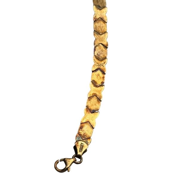 Brilliance Hugs Kisses XO Gold over 925 Sterling Silver Bracelet 8" Fine Jewelry - Picture 9 of 16